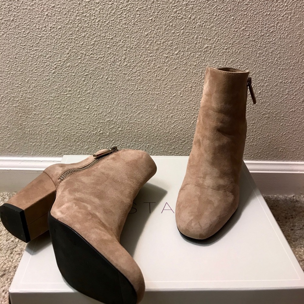 Tan suede booties